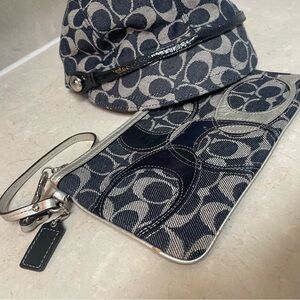 Vintage Coach Navy and Grey Signature Set Bundle